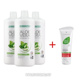 Месечен Комплект Aloe Vera Гел за пиене с коприва за Прочистване на кръвоносната система + Крем Алое Вера с Прополис