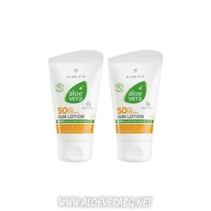 Слънцезащитен Лосион с фактор 50 за Деца и Хора с чувствителна кожа, Aloe Vera | Двоен комплект