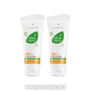 Слънцезащитен лосион, фактор 30 за хора с Лек Тен, Aloe Vera | Двоен комплект